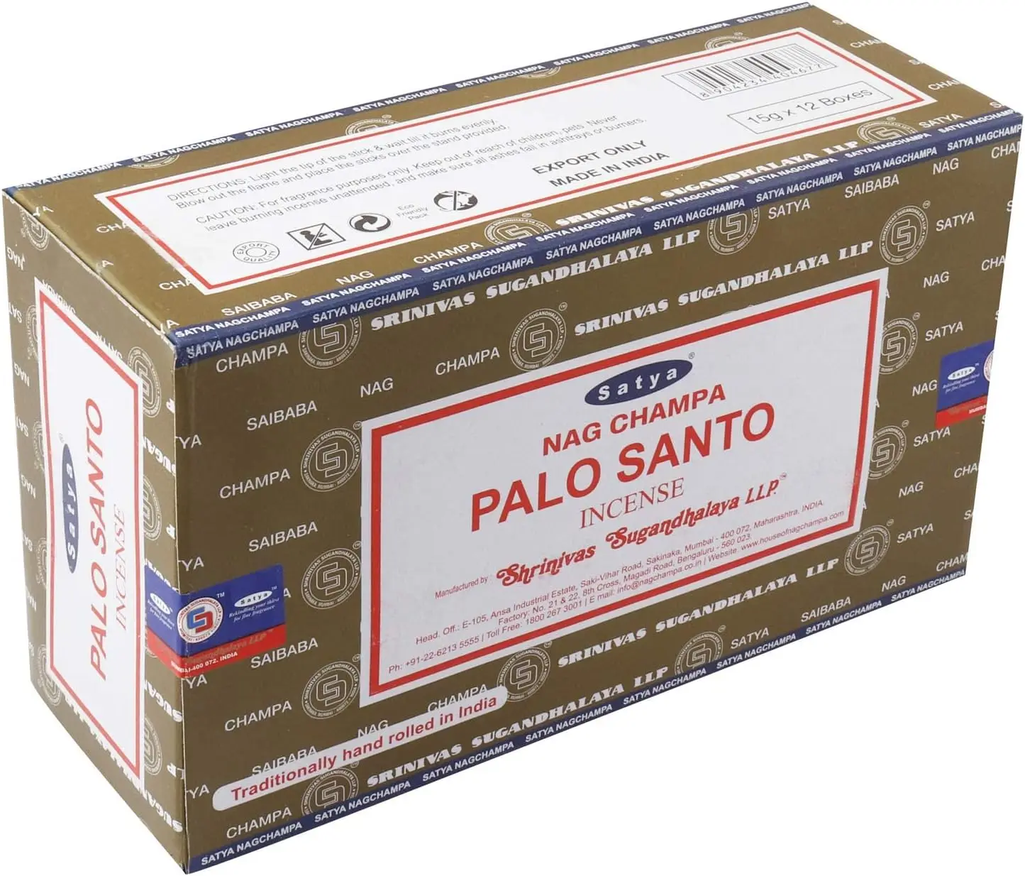 Satya Nag Champa - Palo Santo Incense Sticks Each Hand Rolled Agarbatti Fine Quality Incense Sticks for Purification, Relaxation
