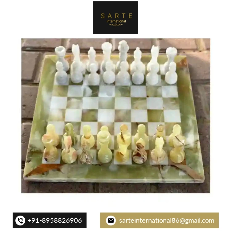 High Quality Indoor Games Wholesale Luxury Black and White Decorative Marble Chess Game Board and Pieces Set