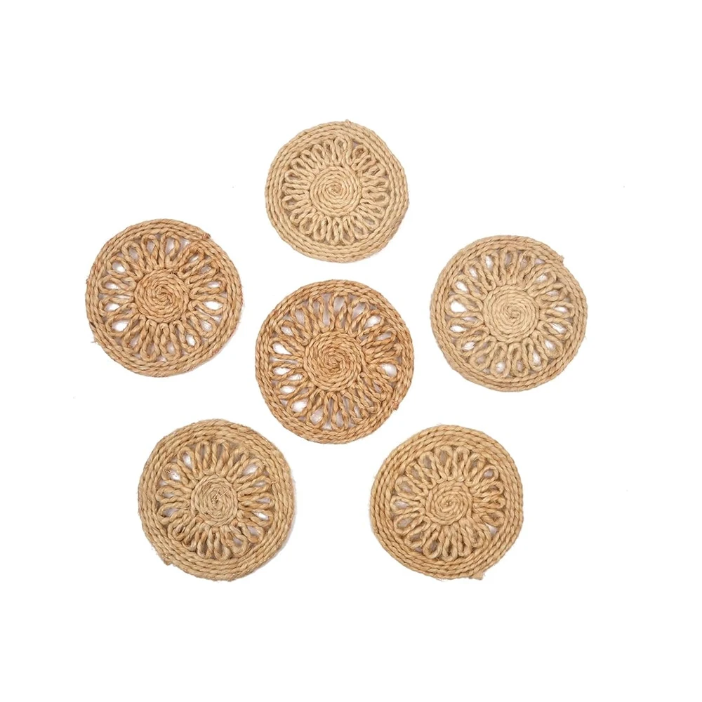 Heat Insulation Coasters with Colorful Collection Best Selling Eco Friendly Hemp Rope Placemats Coffee Mats Woven Jute Product