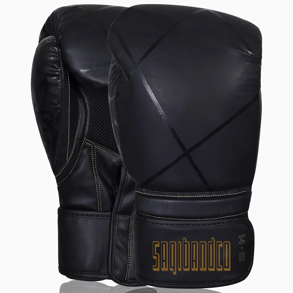 Black Shin Leather Training Boxing Gloves High Quality MMA Gloves & Sparring Boxing Gloves