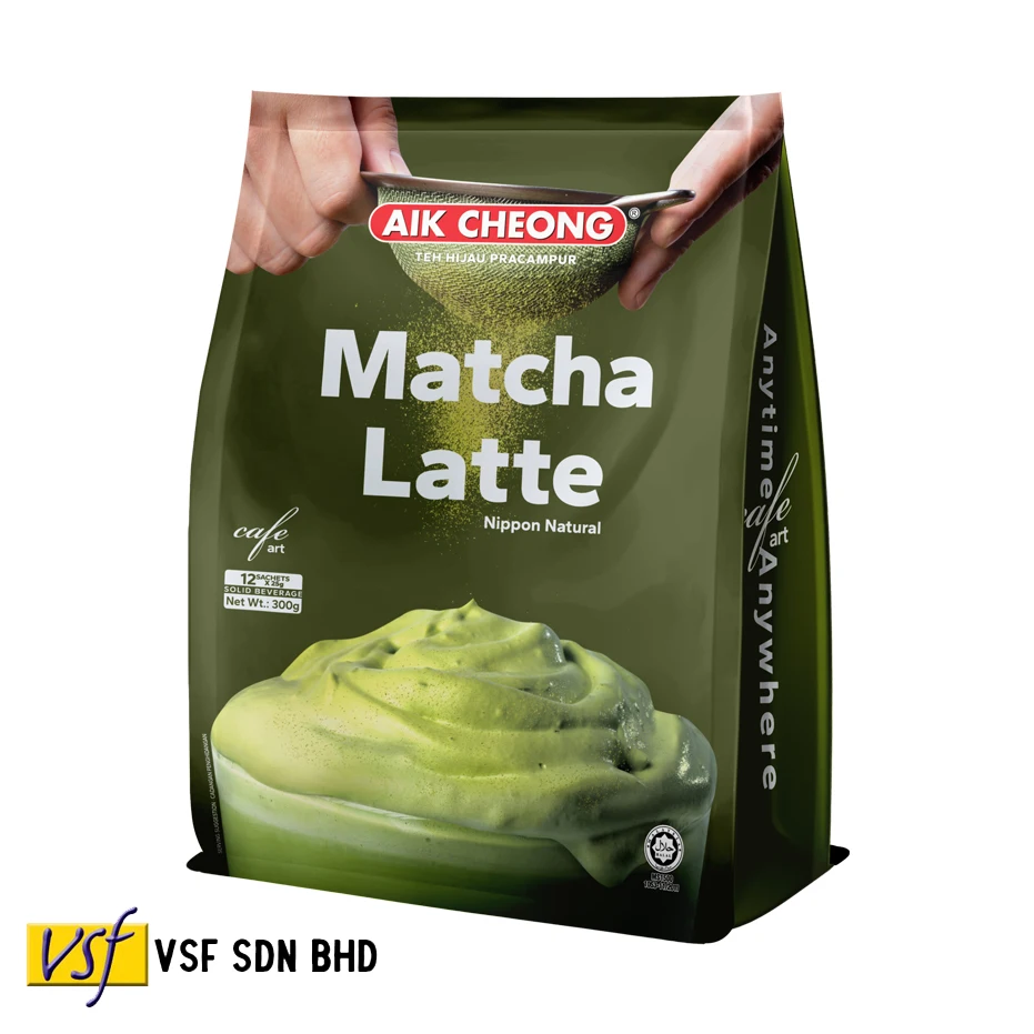Aik Cheong Coffee Cafe Art Matcha зеленый чай латте халал 25 г x 12s 24 pkts кофейный напиток Barista сделано в Малайзии