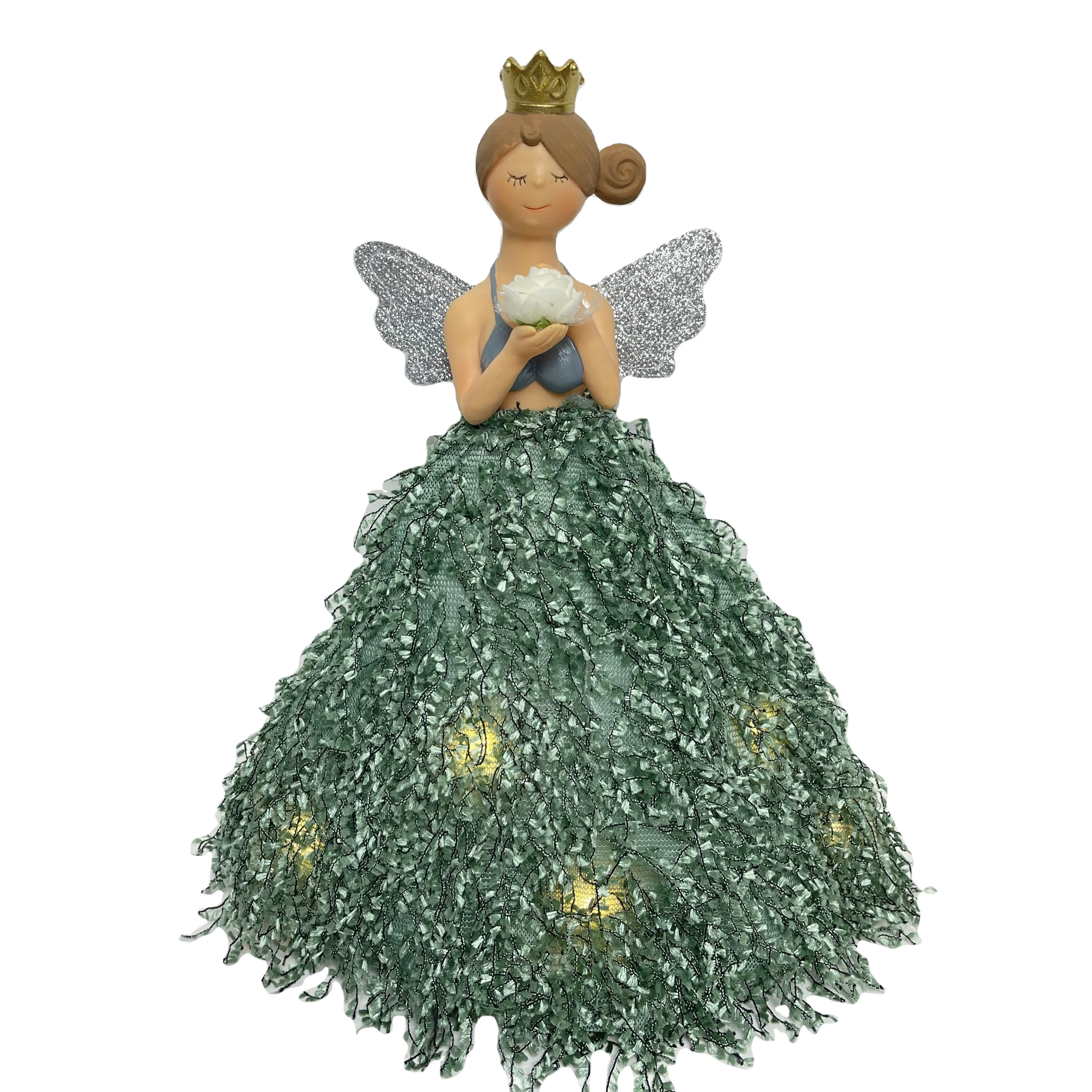 Hot sale Small Wood Christmas Angle Tree Hanging Ornaments With Handmade Plush Doll Windows Hanging Home Holiday Decor