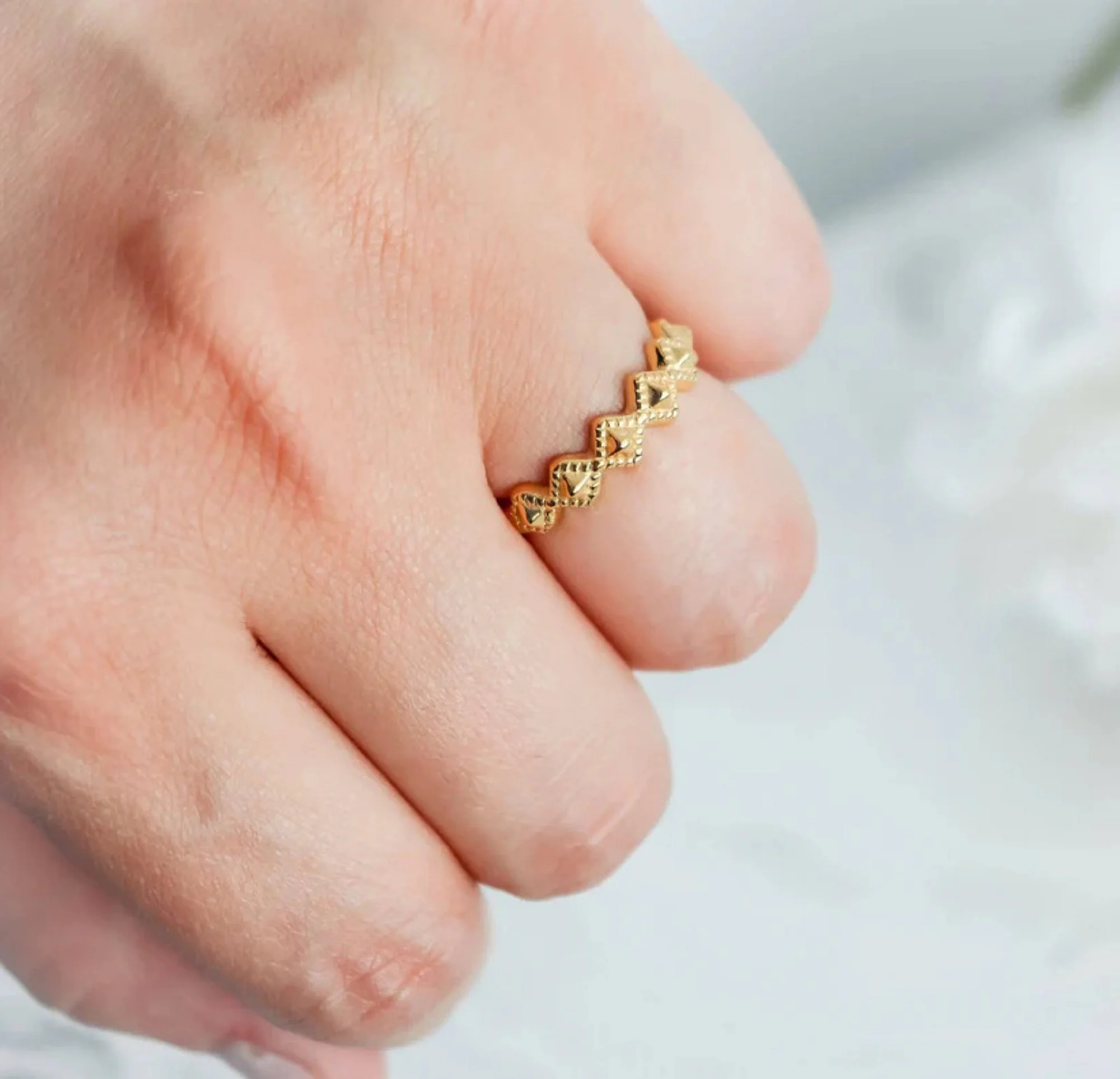 Fantastic Pyramid Shaped Solid Gold Rings for Men & Women, 10K/14K/18K Yellow Gold Geometric Design, Wholesale Jewelry - DS0020