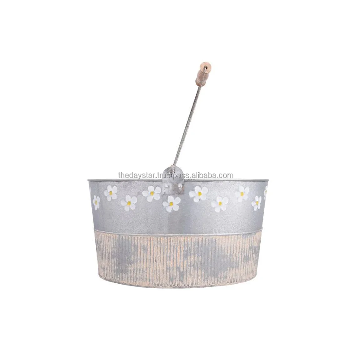 Premium Quality Customizable Metal Embossed Decorative White Planter Indoor/Outdoor Nursery Home Flower Pot for Garden Decor