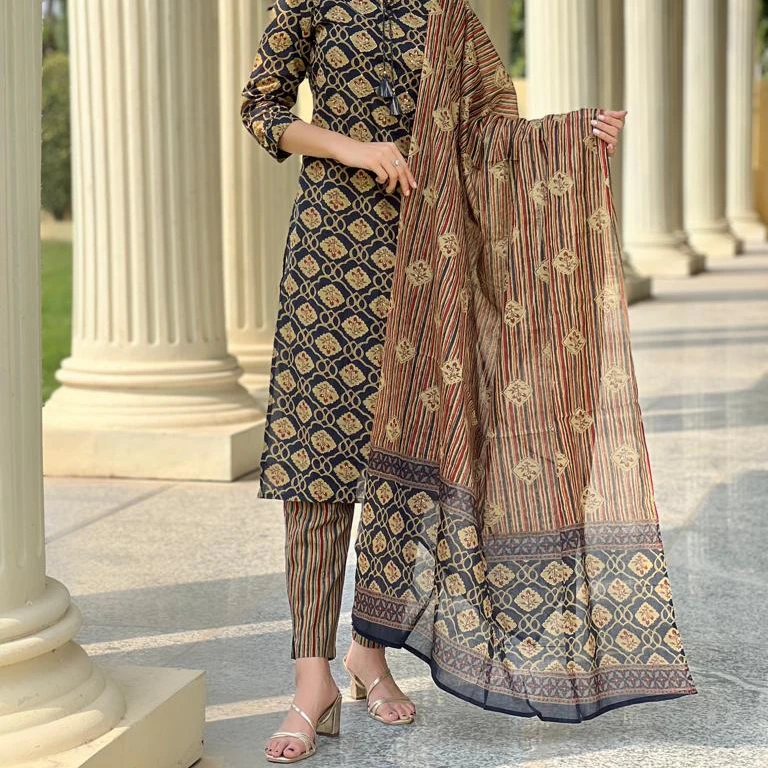 Handmade Hand Block Printed Style Kurti For Women Wedding & Diwali Wear Dress Ethnic Indian Kurta Ethnic Indian Kurta