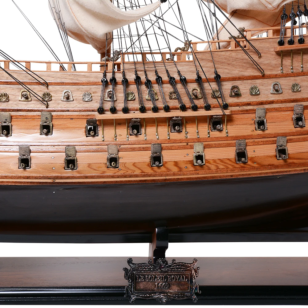 Soleil Royal Ship Model 80cm Crooked sails Handcrafted Wooden Replica
