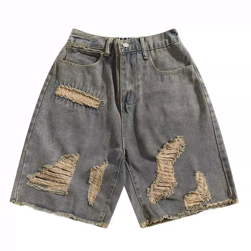 Wholesale denim tears shorts high quality 100% cotton heavy vintage washed denim shorts washed denim shorts vintage