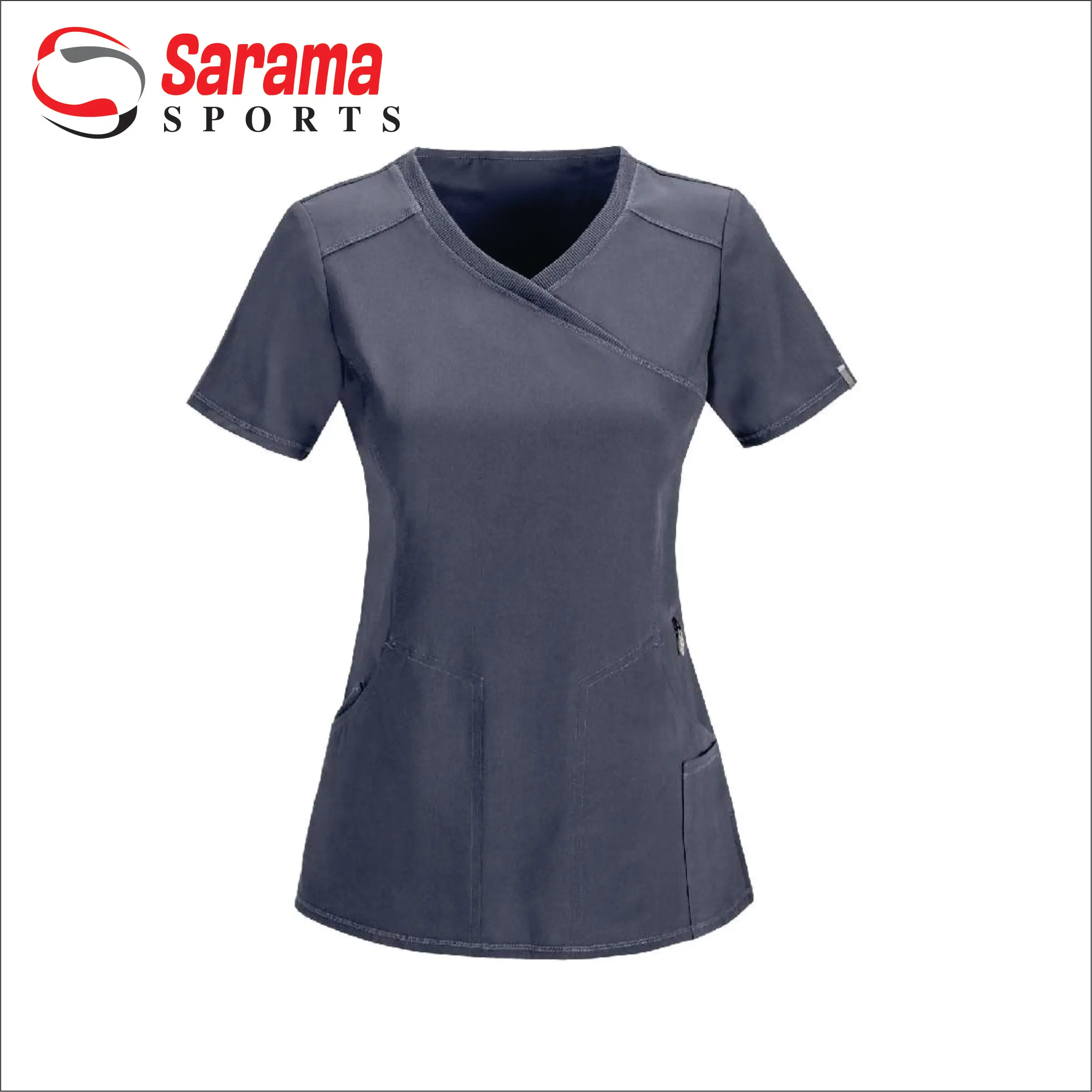 Wholesale female good fashionable scrub uniform set with CVC printed fabric tops and white color pants