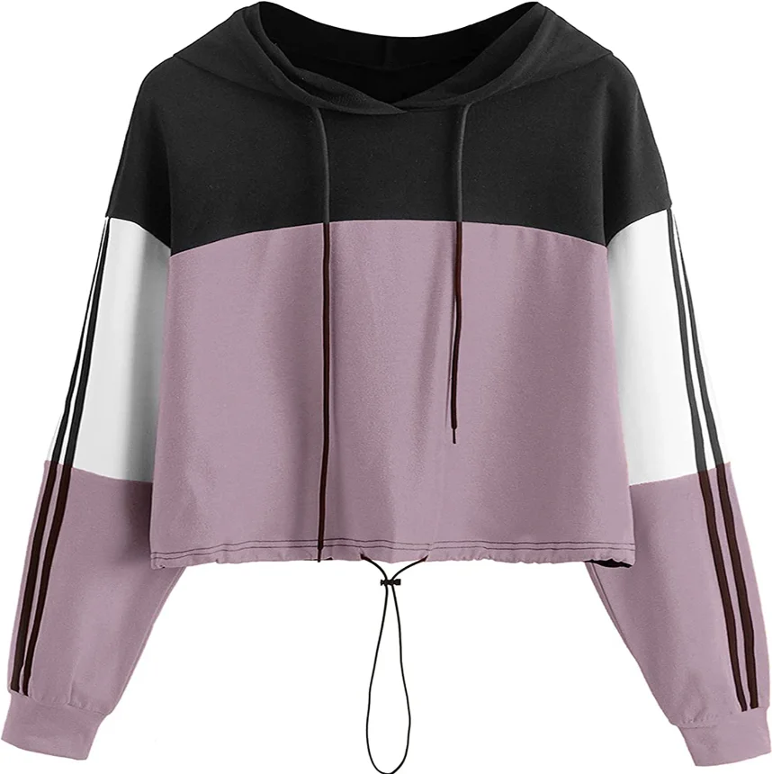 Custom OEM 100% Cotton Fleece Printing Workout Gym Custom Logo Crop Top Hoodies Women In Multi Color Hoodie For Girls