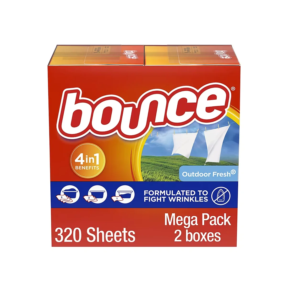 Hot Selling Price Bounce Fabric Softener Dryer Sheet Outdoor Fresh 320 Count in Bulk