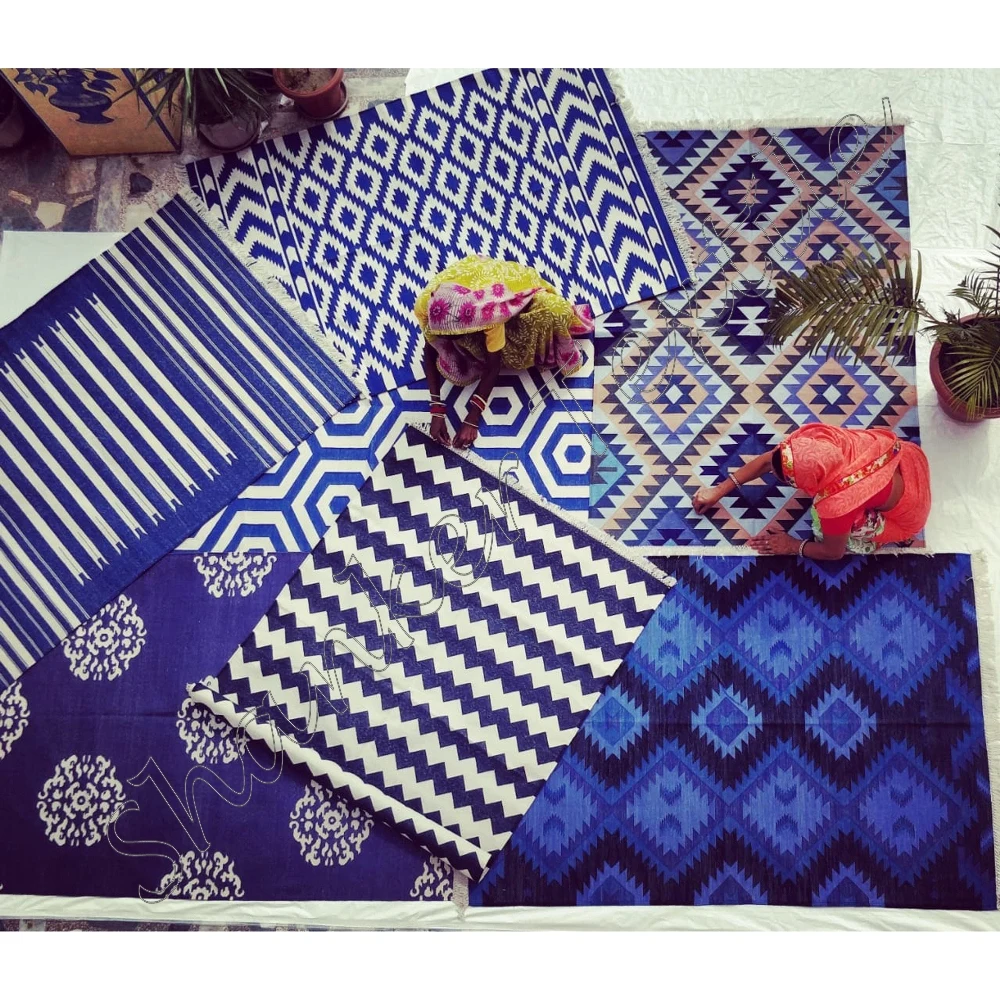 Cotton Boho Throw Rug Luxury Hand Knotted Rugs Living Room Carpet Vintage Moroccan Rugs Made In India