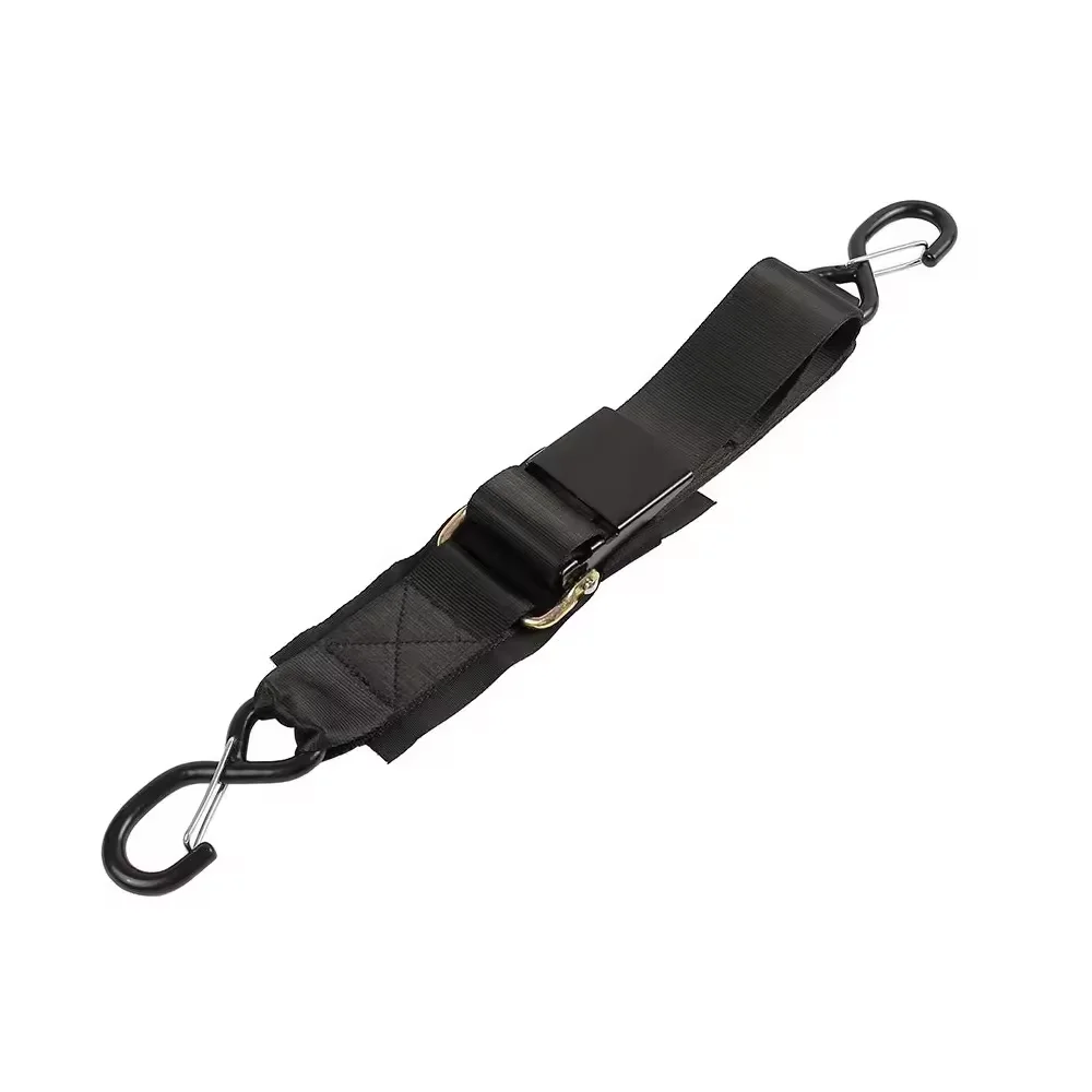 Tie fastening with ratchet bow and stern strap for kayaks and canoes