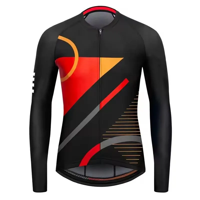 Customized Logo Print Team Bicycle High Neck Plain Thermal Jersey Bike Vintage Long Sleeve Men Cycling Jersey