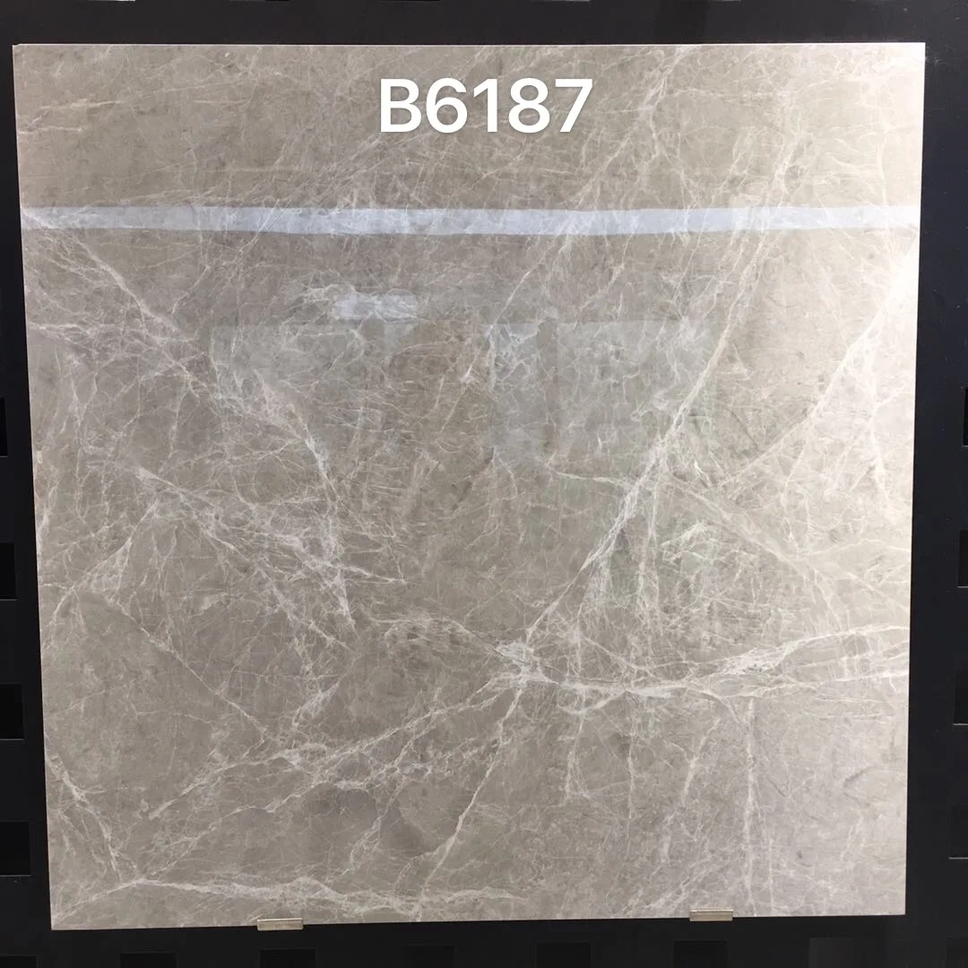 JBN Modern Hot Selling Design 600x600x9 Glazed Marble Look Porcelain Tiles Simple Pattern Glossy Finish  For Floor or Wall Tiles
