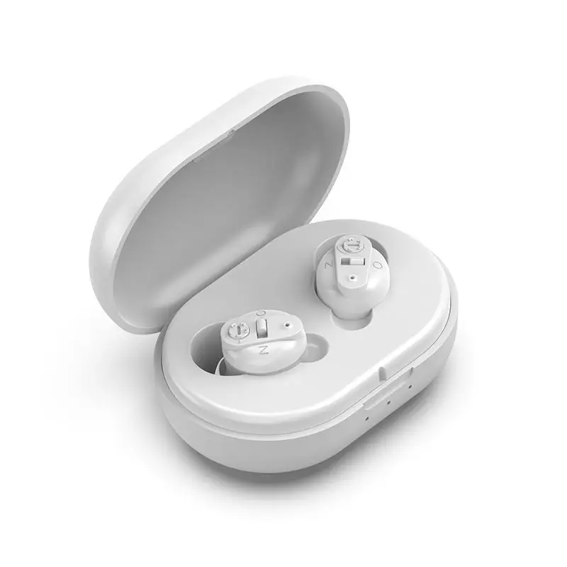 CIC ITE Hearing Aids Black White Ear Aid Rechargeable Sound Amplifier OTC Hearing Aid Value for Senior