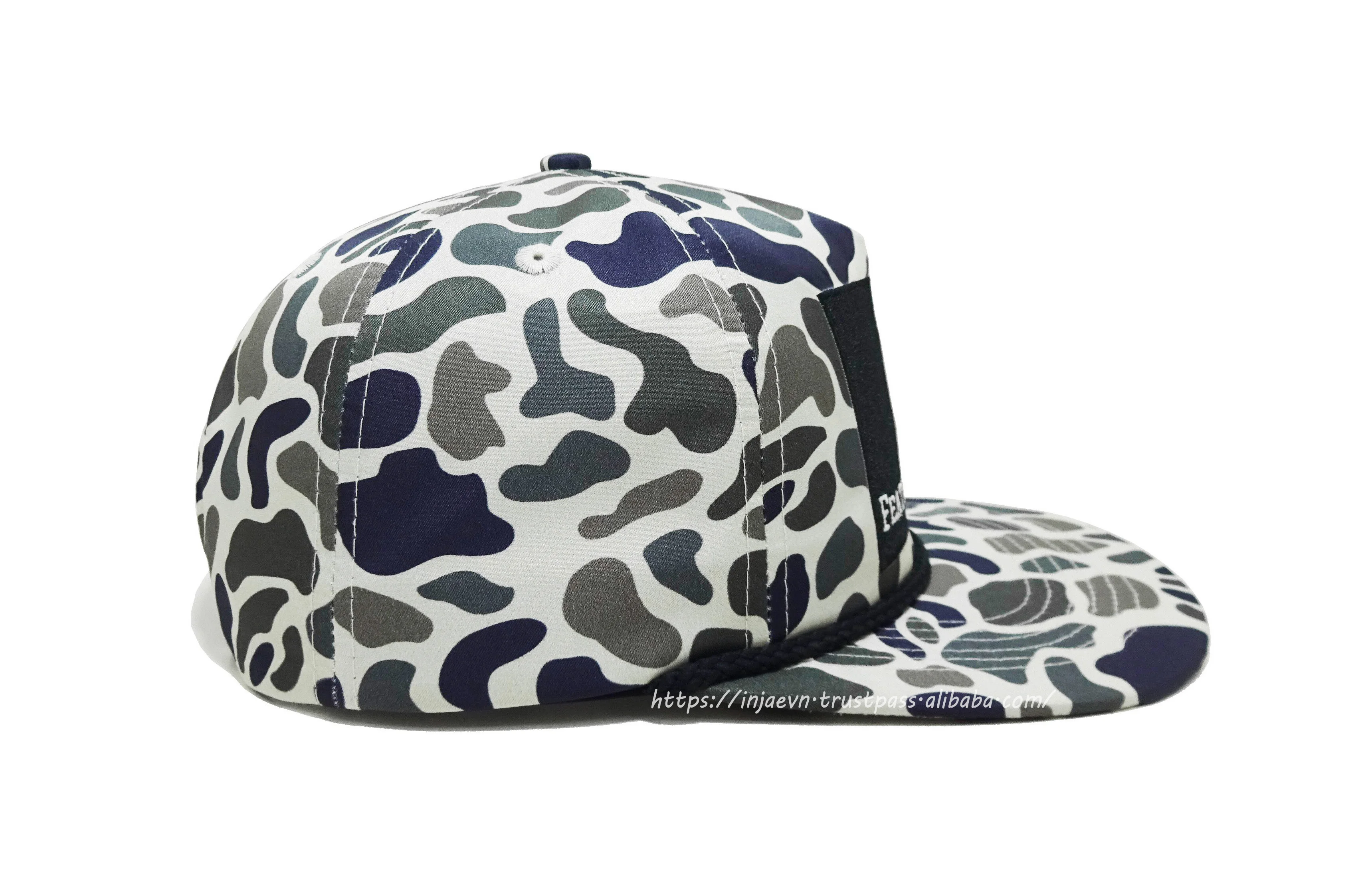 Embroidery Logo Snapback Hats Custom Camo Design Flat Bill Snapback Hats 6 Panel Adjustable High Profile Sports Hats
