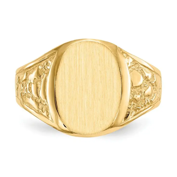 Wholesale Brushed Yellow Gold Oval Italian Signet Ring Family Power Ring 925 Silver Fine Jewelry Gold Plated Rings For Men