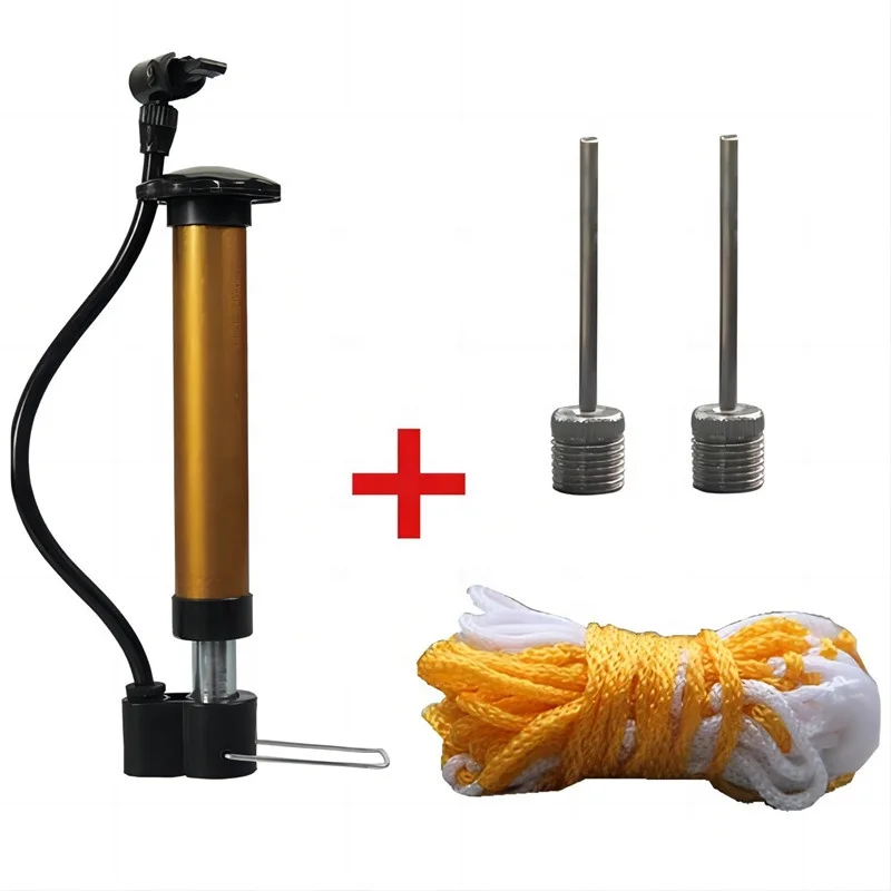 Bicycle Pump Stainless Steel Basketball Hand Air Pump Portable Ball Inflating Pump Tools with Air Needle Air&Ball Net Bag