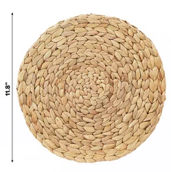 Large Round Woven Placemats for Dining Table Water Hyacinth Straw Braided Placemat Heat Resistant Handmade Weave Placemate