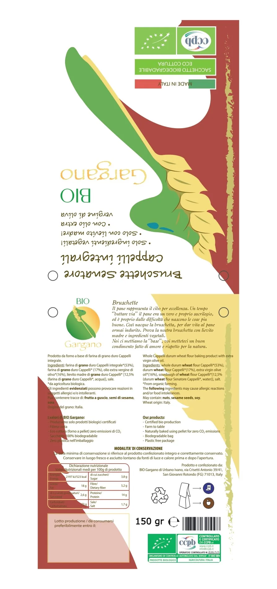 Made In Italy Premium Bruschetta Senatore Cappelli Wholemeal