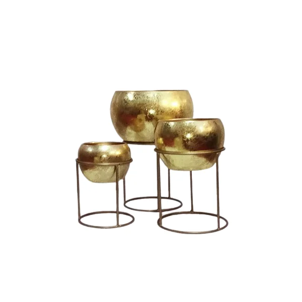 Flower Pot Steel Cheap Gold Indoor Stand Cast Iron Metal Wholesale Garden Planter Plant Flower Pot For Plants