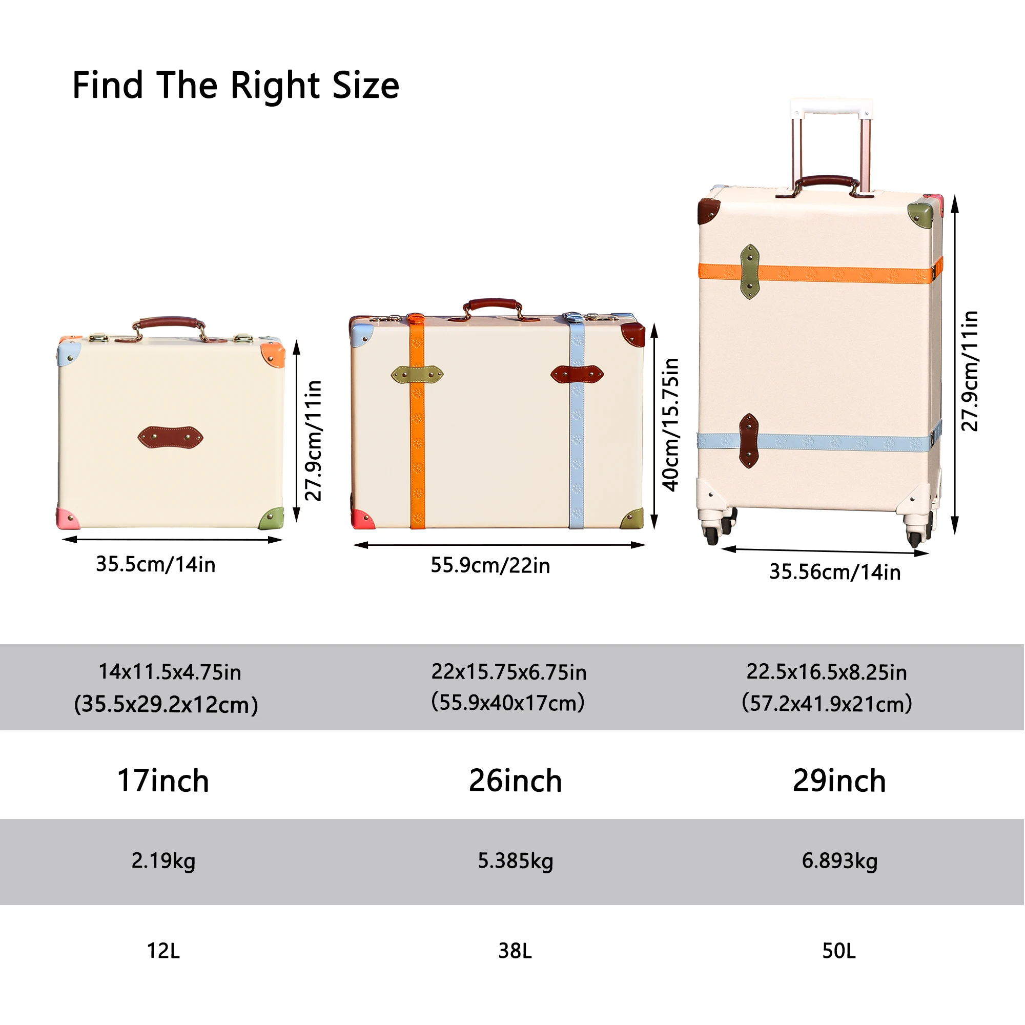 Wholesale Luxury 3-Piece ABS Case Suitcase Luggage Set (17/26/29) PU Leather Lightweight Handmade Spinner Customized