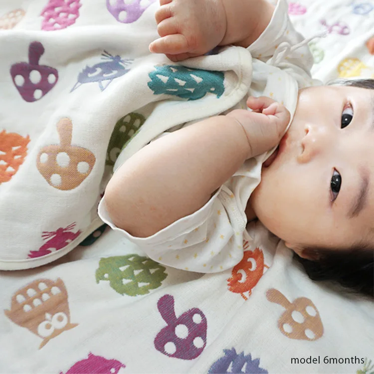 [Wholesale Products] Made in Japan 6-Layered Gauze Baby Blanket 110cm*160cm 100% Cotton Breathable Low MOQ Soft Touch Animal