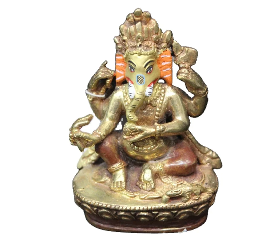 Home Decor Brass Statue Bronze Nepal Handicraft Ganesha Figurine Top Quality Brass Religious SCULPTURE Metal Art for Sale