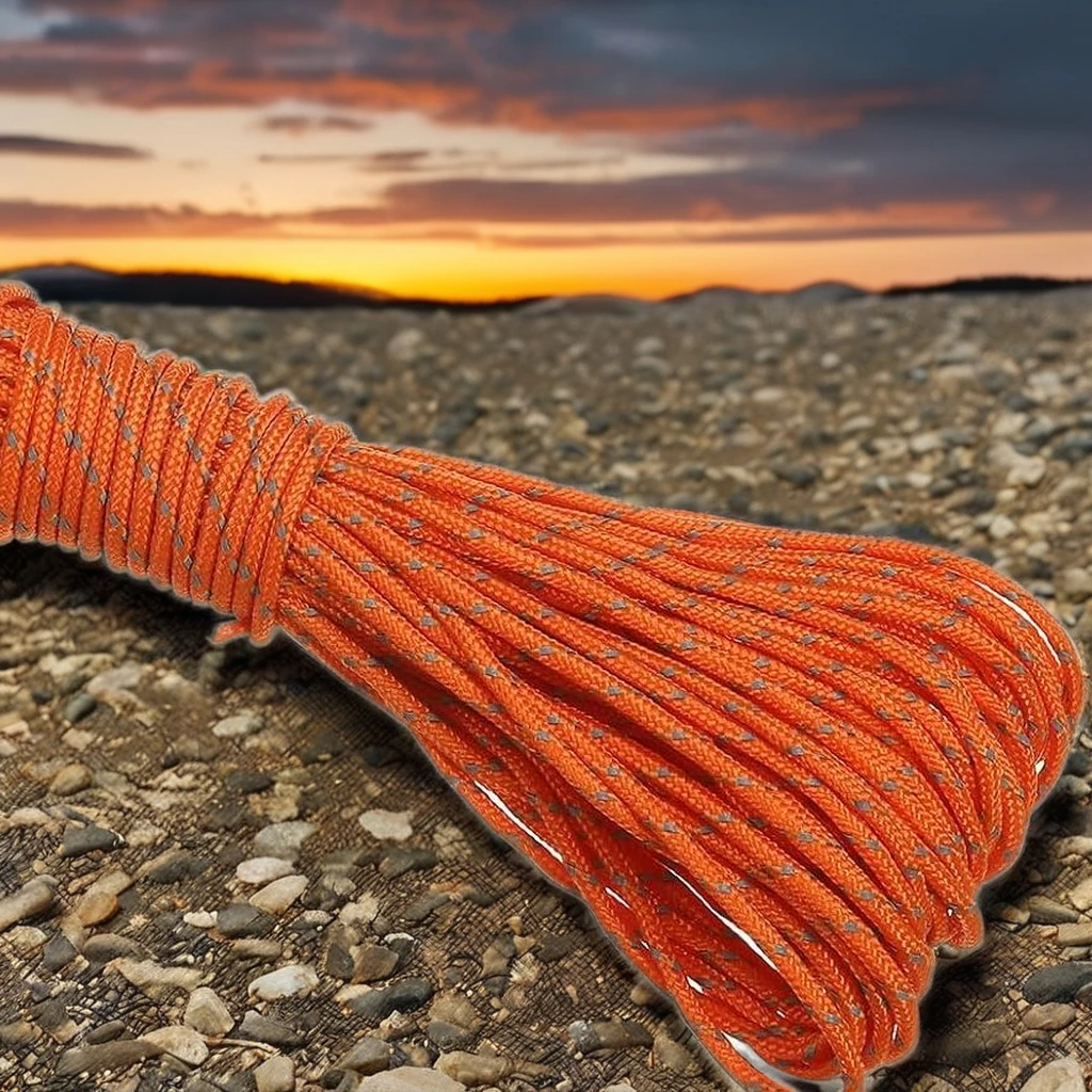 1.5mm orange with Fluorescent Reflective drawcord polyester Tent Rope Cord Camping