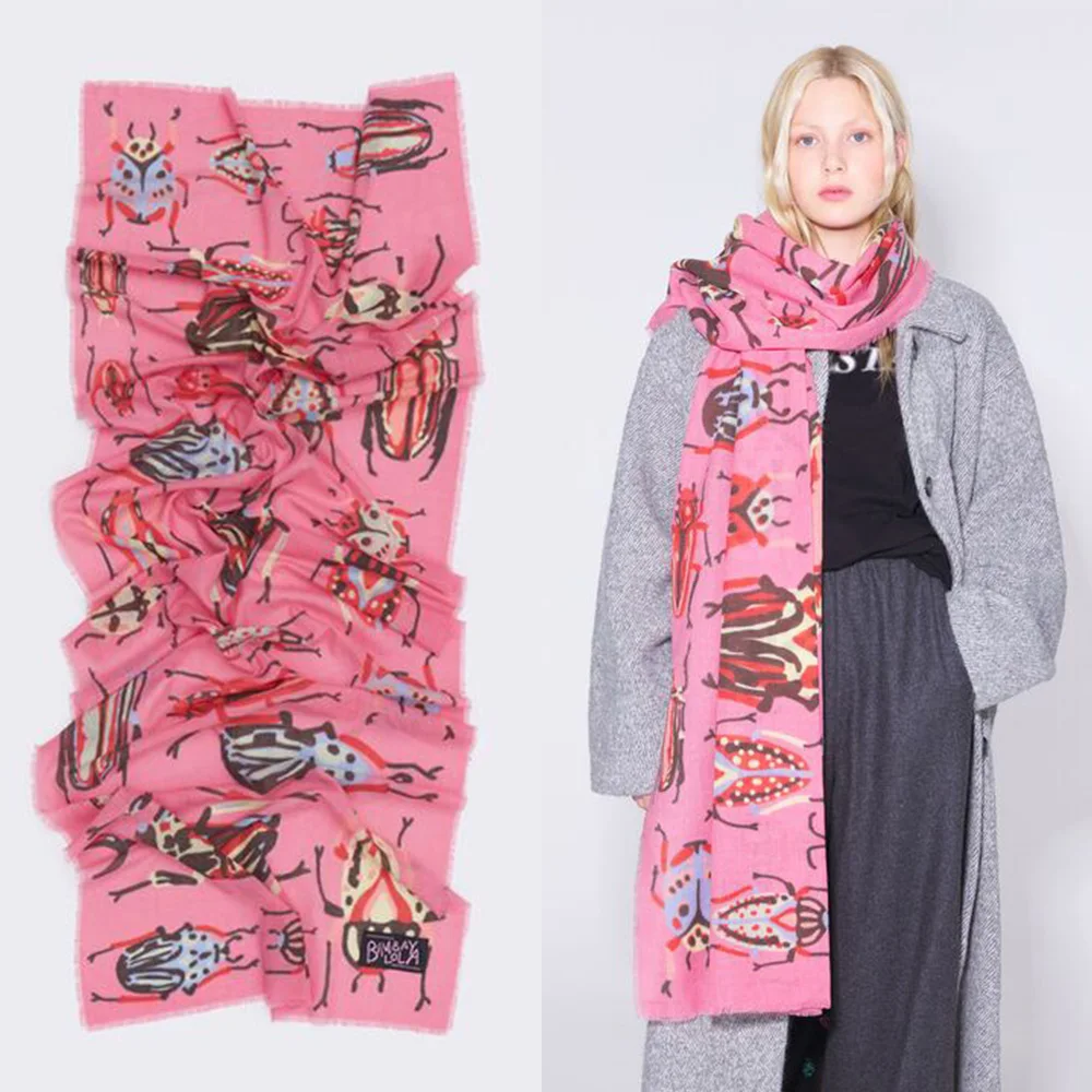 Custom Logo Printed 100 Wool Scarf Bondage With Tassel Scarf Cashmere Wool Shawls For Women