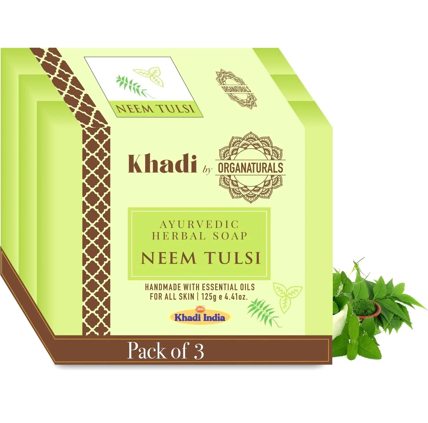 Neem & Tulsi Handmade Ayurvedic Bath Soap Moisturizing Suitable for All Skin type - 125g