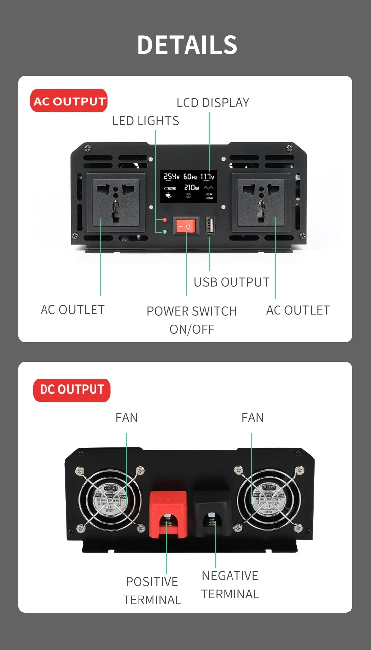 factory manufacturer 3000w pure sine wave inverter ac dc solar inverter 12v to 220v power converter
