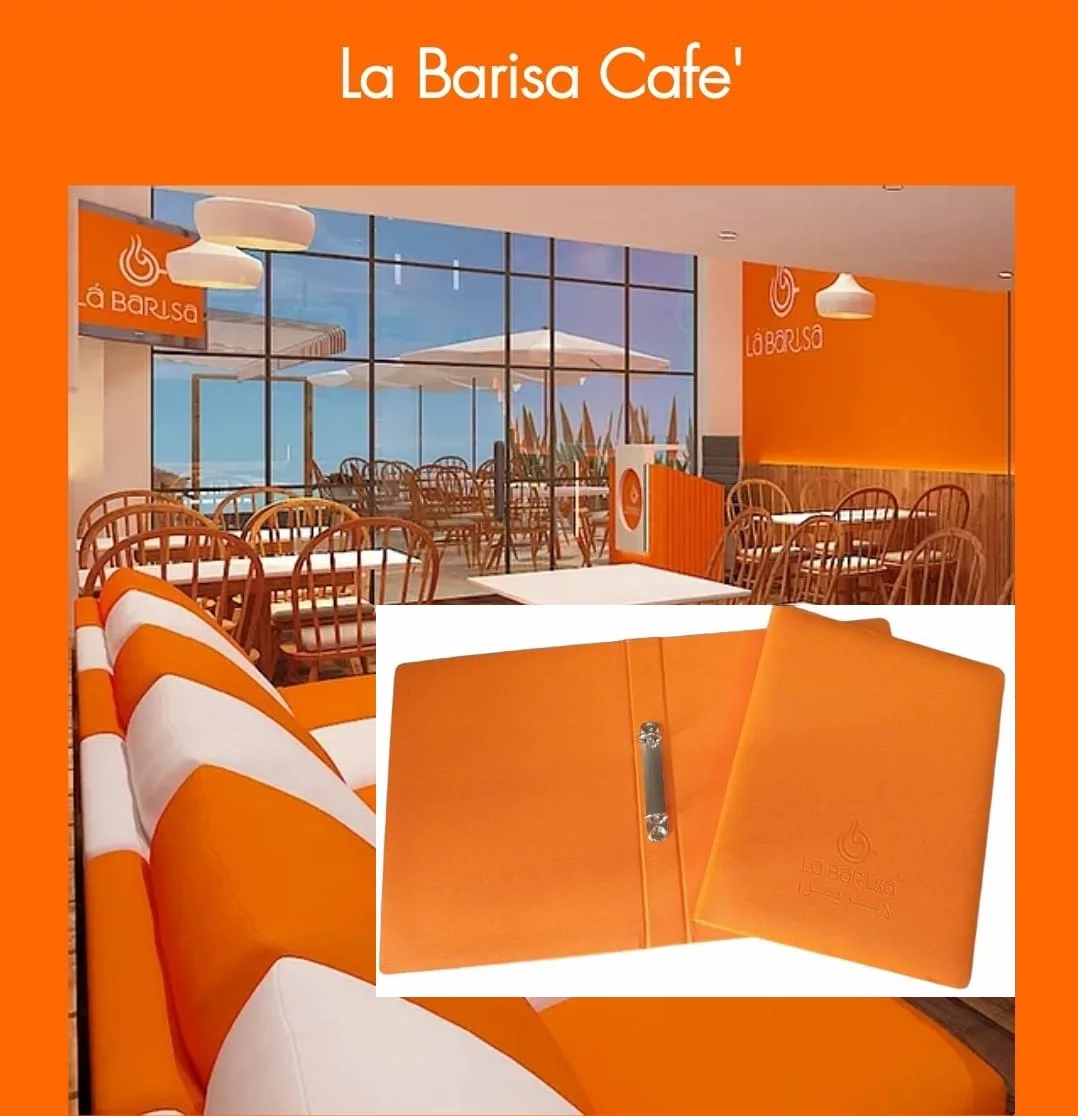 Orange Color High Quality Leather and Wood Menu Folder Promoting Sales for Restaurant Hotel Wine Bar from India