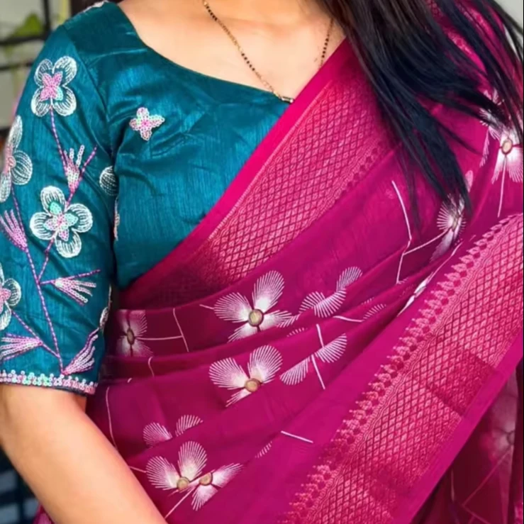 Indian designer Soft COTTON saree / sari for women latest print sarees indian party wear wedding
