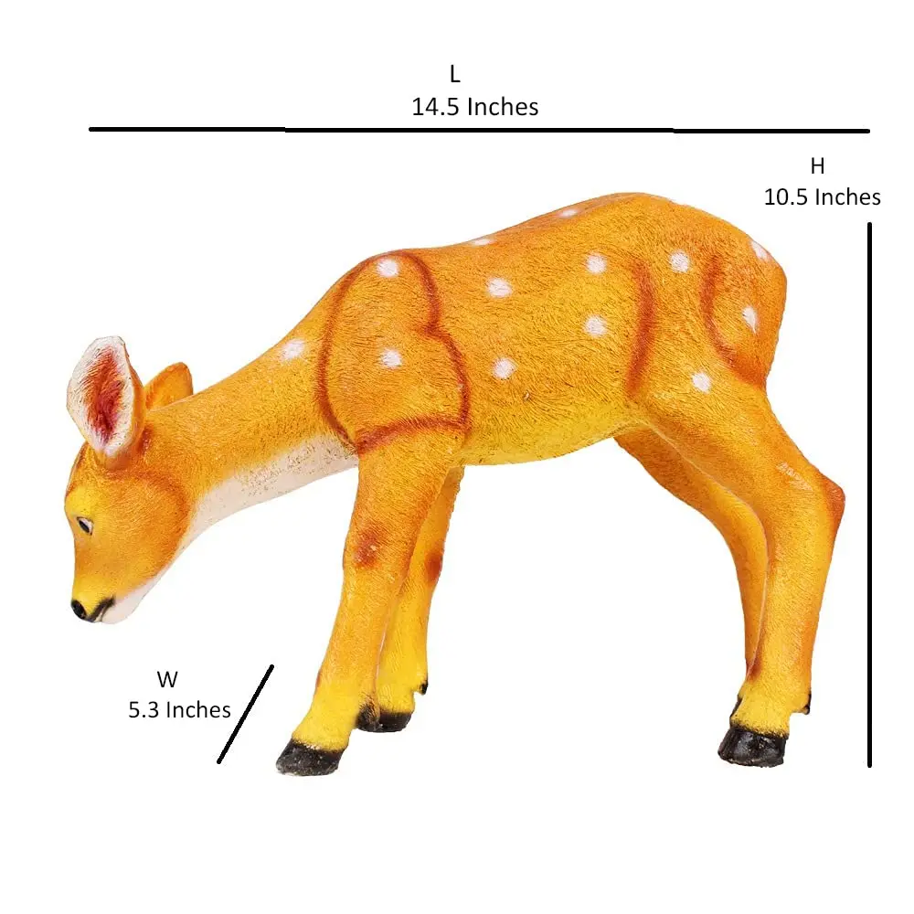 Resin deer eating grass garden decoration brown