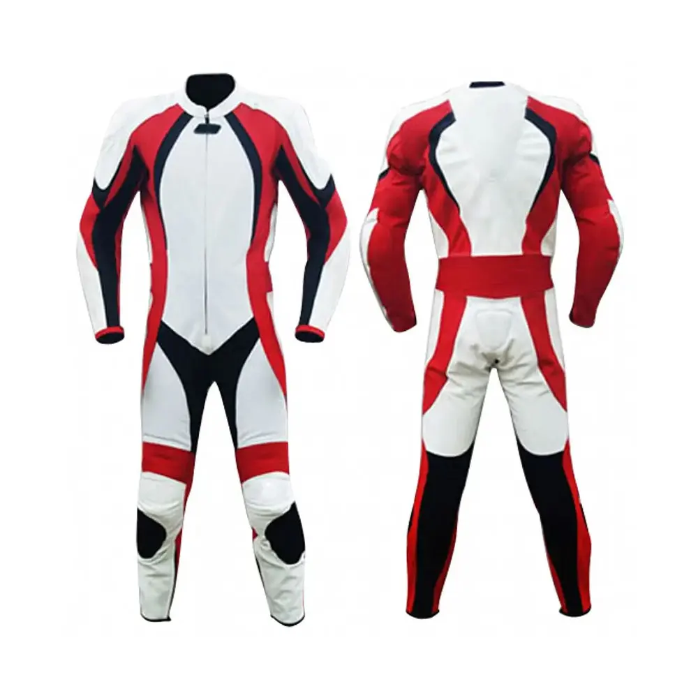 Sports Motorcycle Leather Custom Made Suit in cowhide Leather free knee slider