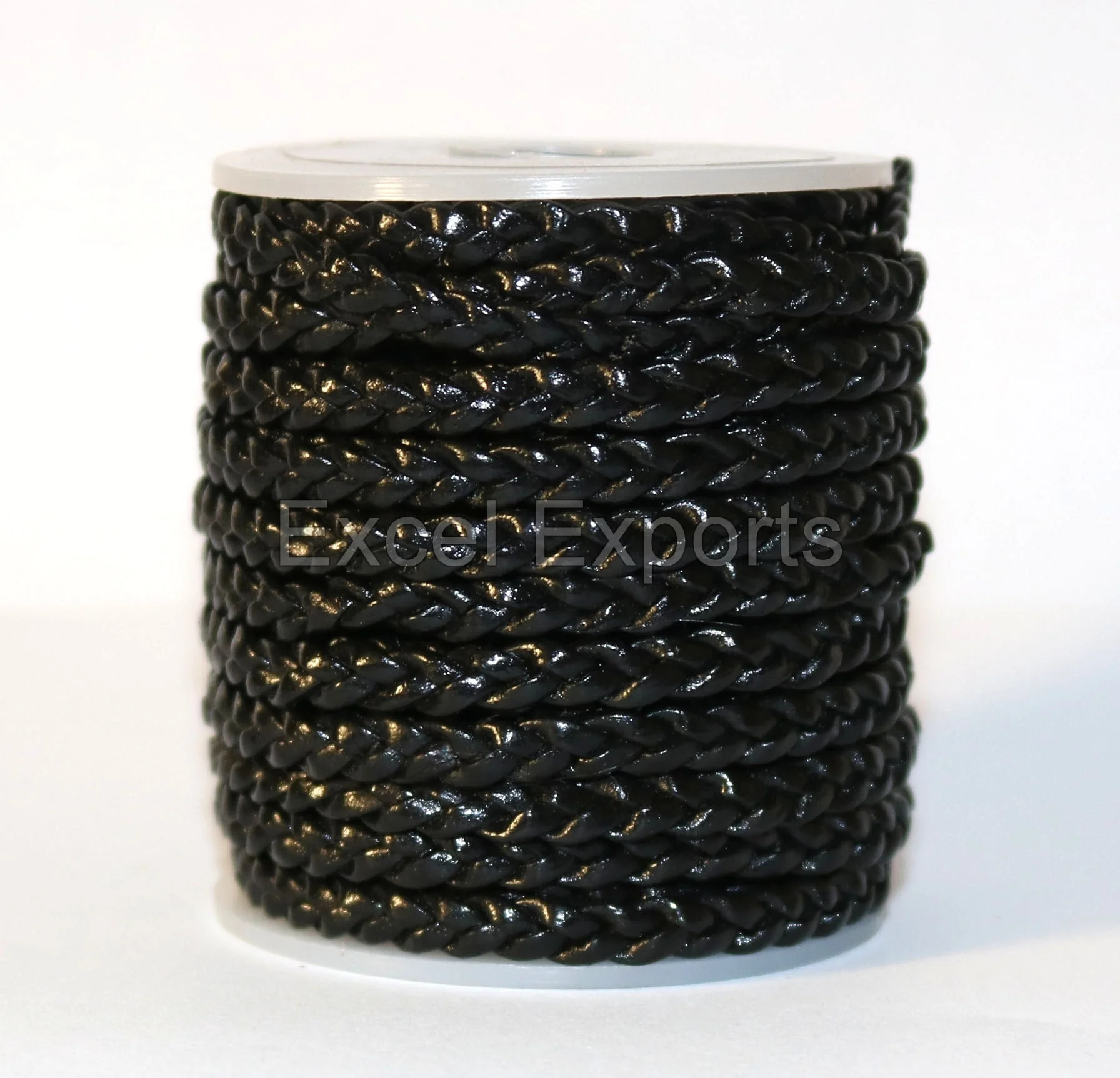 BLACK LEATHER BRAIDED CORDS HAND BRAIDED COWHIDE LEATHER STRAPS 4mm 5mm 6mm BY EXCEL EXPORTS DIY ACCESSORY