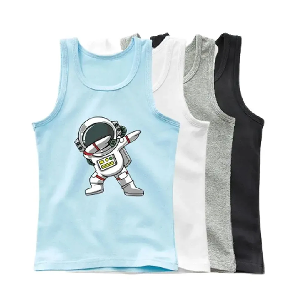 toddler clothes summer cotton vest top sleeveless cartoon Dabbing astronaut T-shirt children