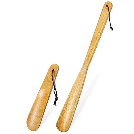 2pcs Wood Shoehorn Long and Short Handle Shoe Horn Shoe Tool for Seniors Elderly Adults Shoe Horns for Men Women Kids