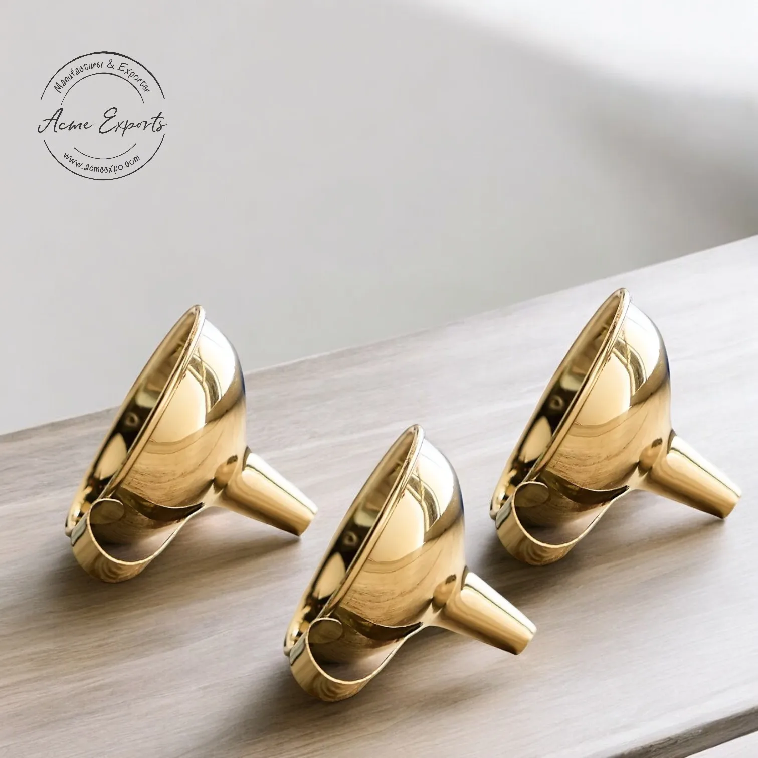 Современный Дизайн латунная Воронка с гладкой ручкой полированная готовая для масла и воды кофе чай кухонная утварь