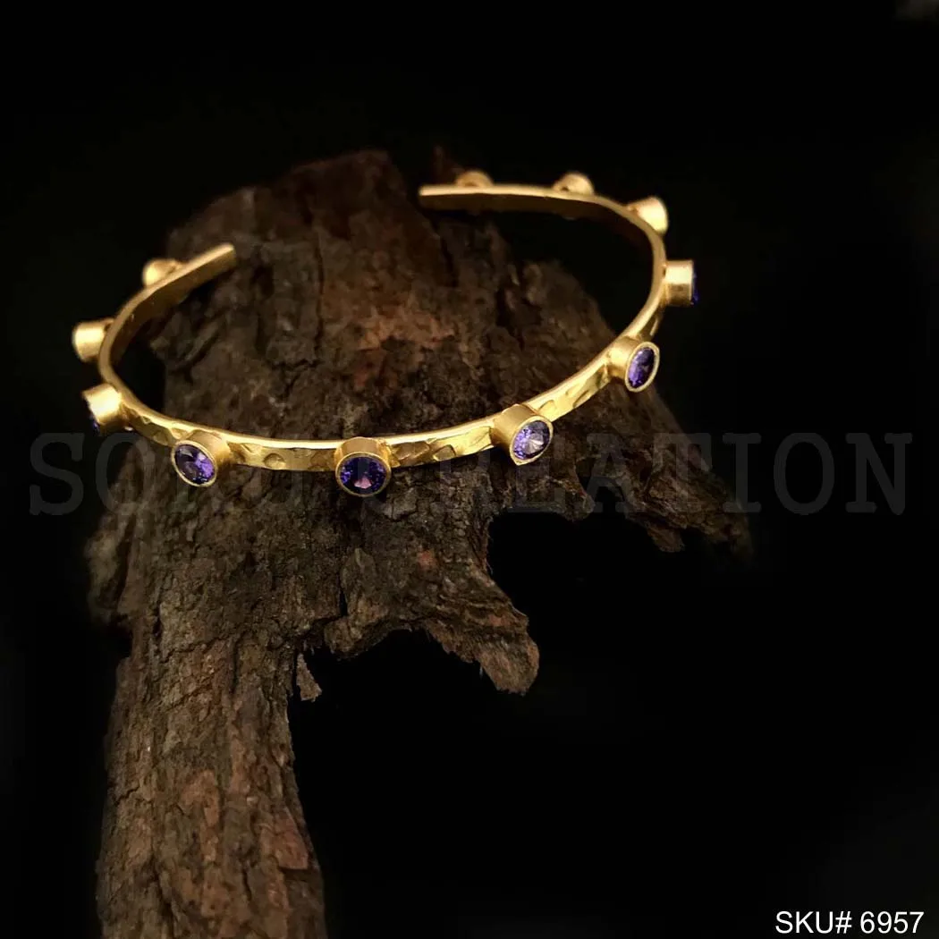 Gold plated Designer Handmade Gemstone Statement Cuff and Bangle Wholesale Price Adjustable Bangle Bracelet For