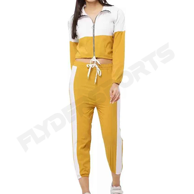 Solid Color Long Sleeve Outfit Slim Autumn Fitness Sports Wear 2 Piece Women Tracksuit Set