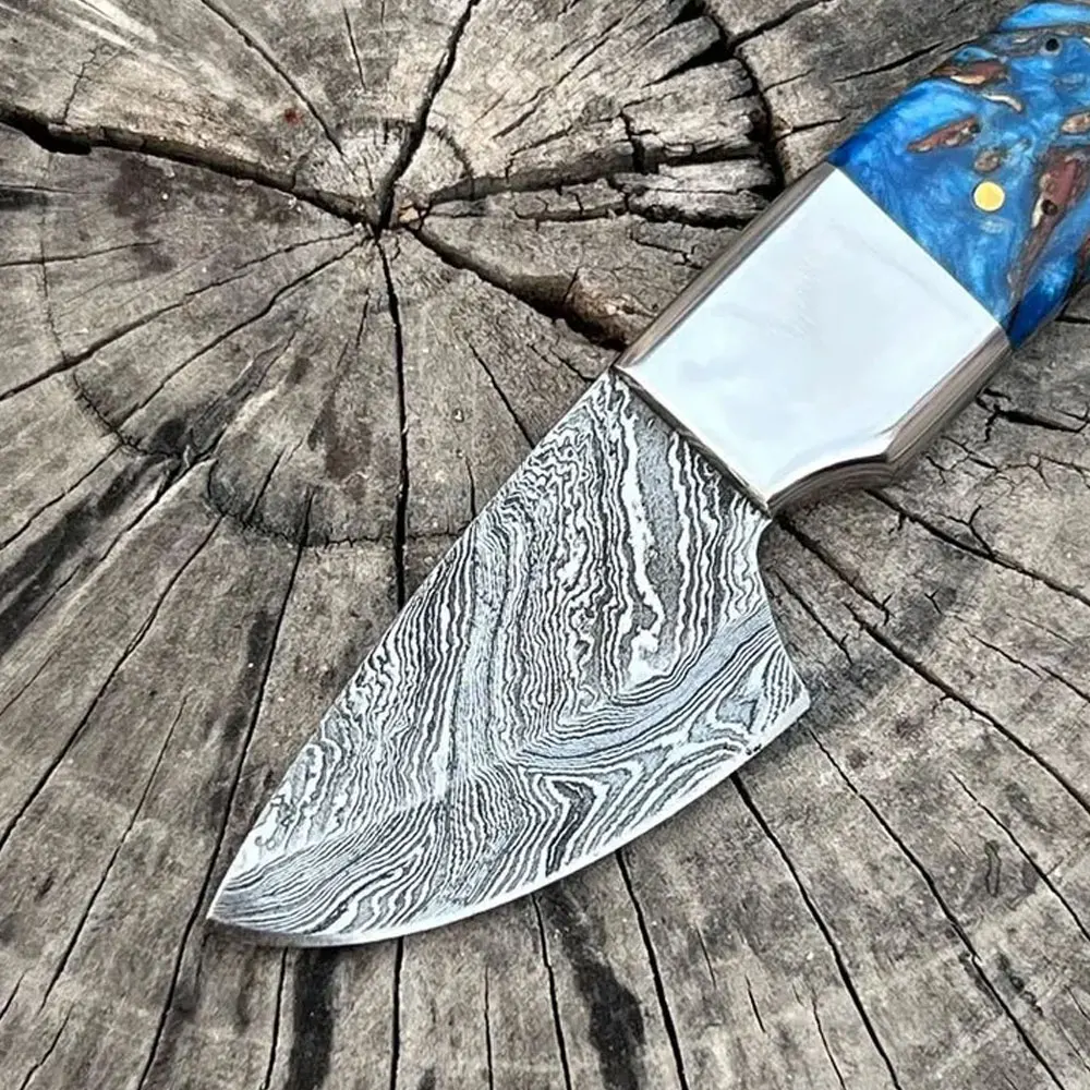 Private Label Handmade Damascus Steel Hunting Knife with Leather Sheath Direct Factory Supply Lightweight Hunting Knives