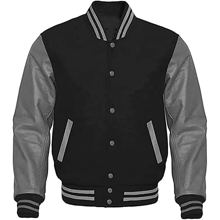 Newest Style Custom Logo Leather Sleeve Varsity Bomber Breathable Women Cropped Varsity Jacket
