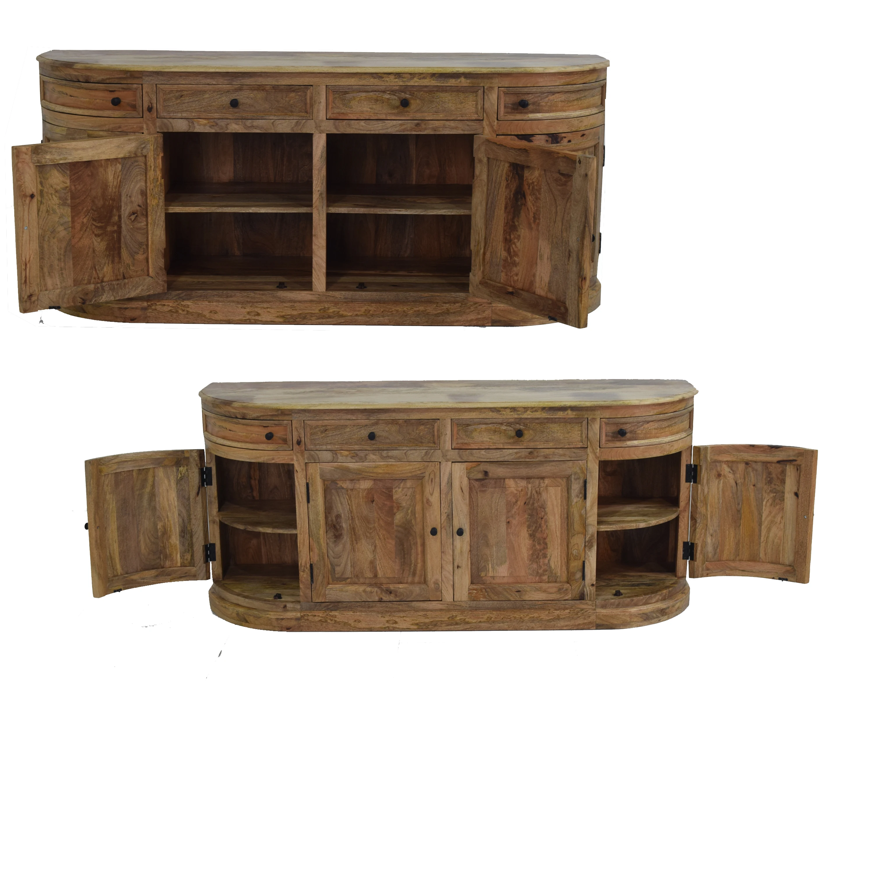 Wholesale Vintage Style Solid Mango Wood Round Sideboard with 4 Drawer and 4 Doors Manufacturer and Supplier from India