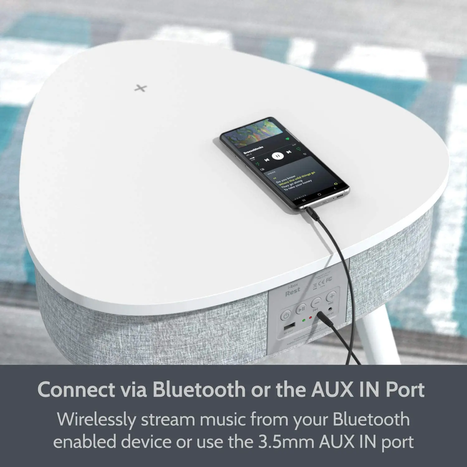 Portable Smart Side Table Speaker with Wireless Charger and USB Charging Dock Modern Home Studio Smart Table