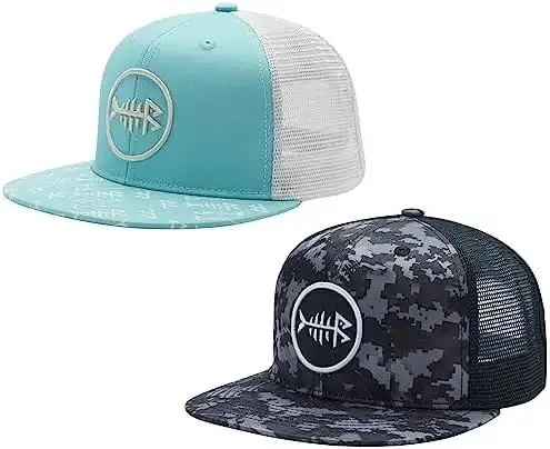 Pack Flat Brim Trucker Cap Adjustable Snapback Hat Mesh Back for Men Women Fishing Hunting Baseball Cap metal buckle