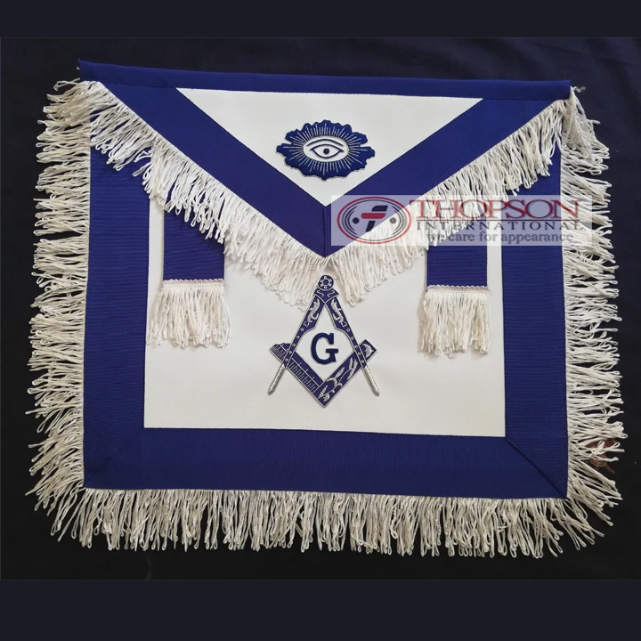 Masonic Regalia Custom-Size Blue Lodge Master Mason Apron Embroidered Leather with Badges