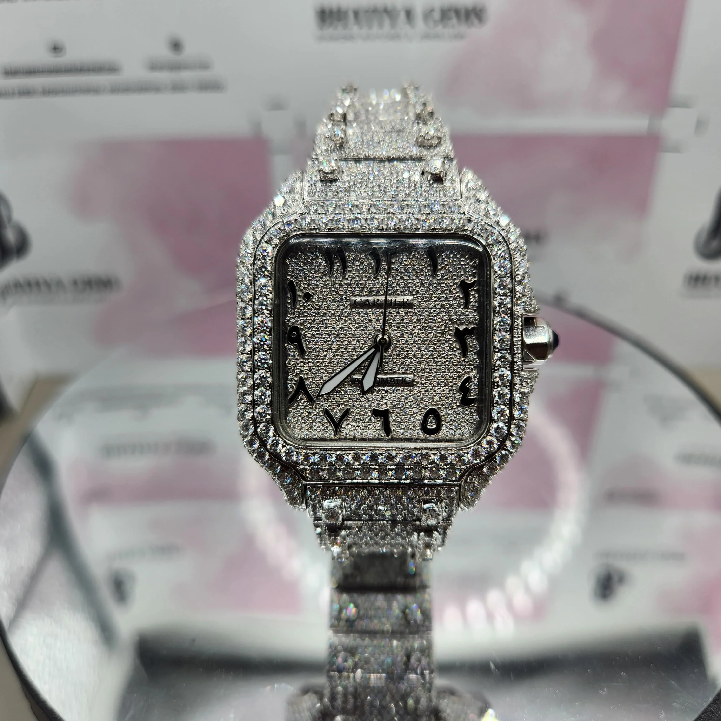 Индивидуальные часы VVS D Moissanite с автоматическим движением Diamonds со льдом для мужчин и женщин
