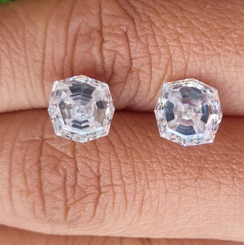 4 64 Ct полный белый Муассанит бриллиант 7 50 мм красивый восьмиугольник для изготовления сережек